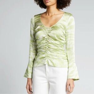 Ganni Light Green Ruched Blouse